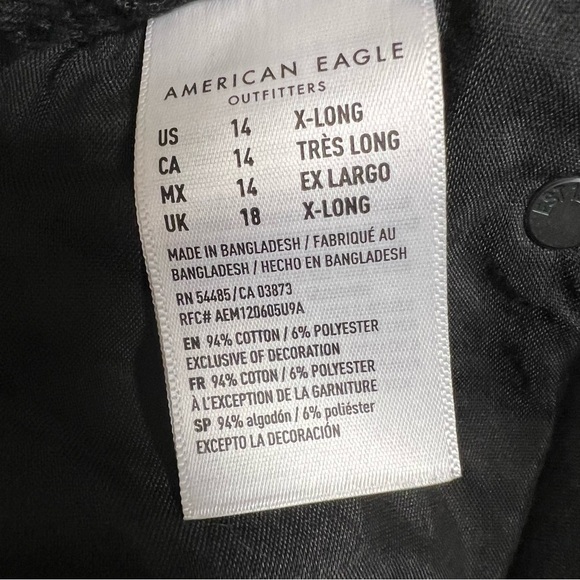 AMERICAN EAGLE Plus HI RISE GIRLFRIEND black jeans women’s size 14 XLong - Picture 10 of 10